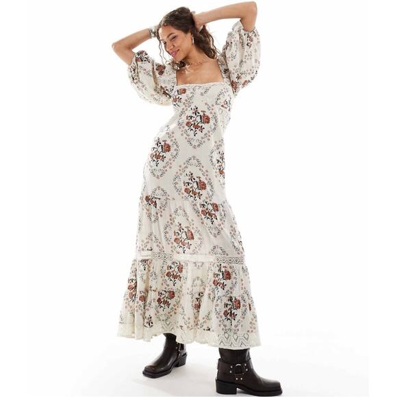 Free People Ethereal Dainty All the Attitude Printed Maxi Dress Cottage Small - Picture 3 of 16